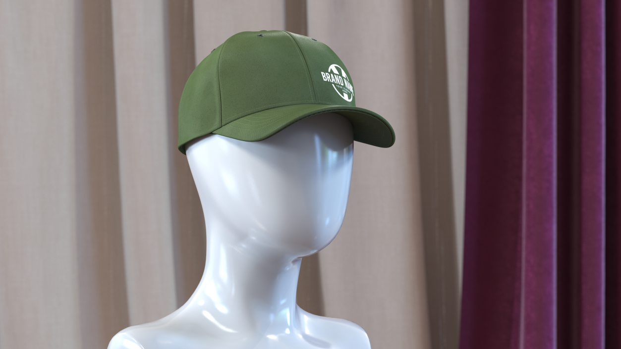 Cap Cotton Olive Your Brand 3D