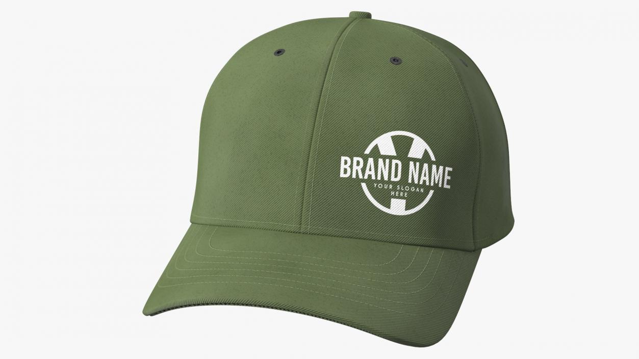 Cap Cotton Olive Your Brand 3D