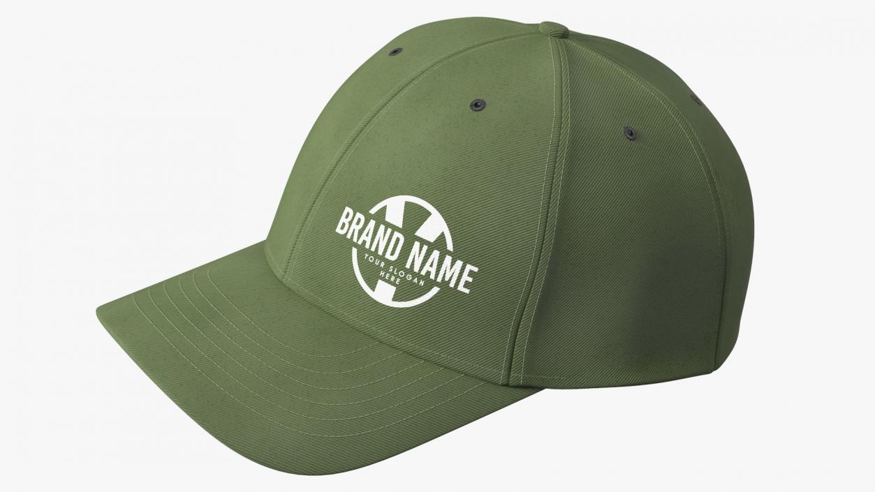 Cap Cotton Olive Your Brand 3D