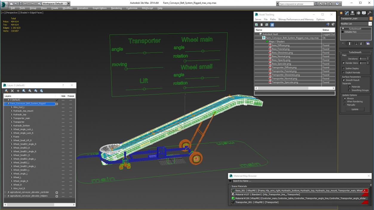 Farm Conveyor Belt System Rigged 3D