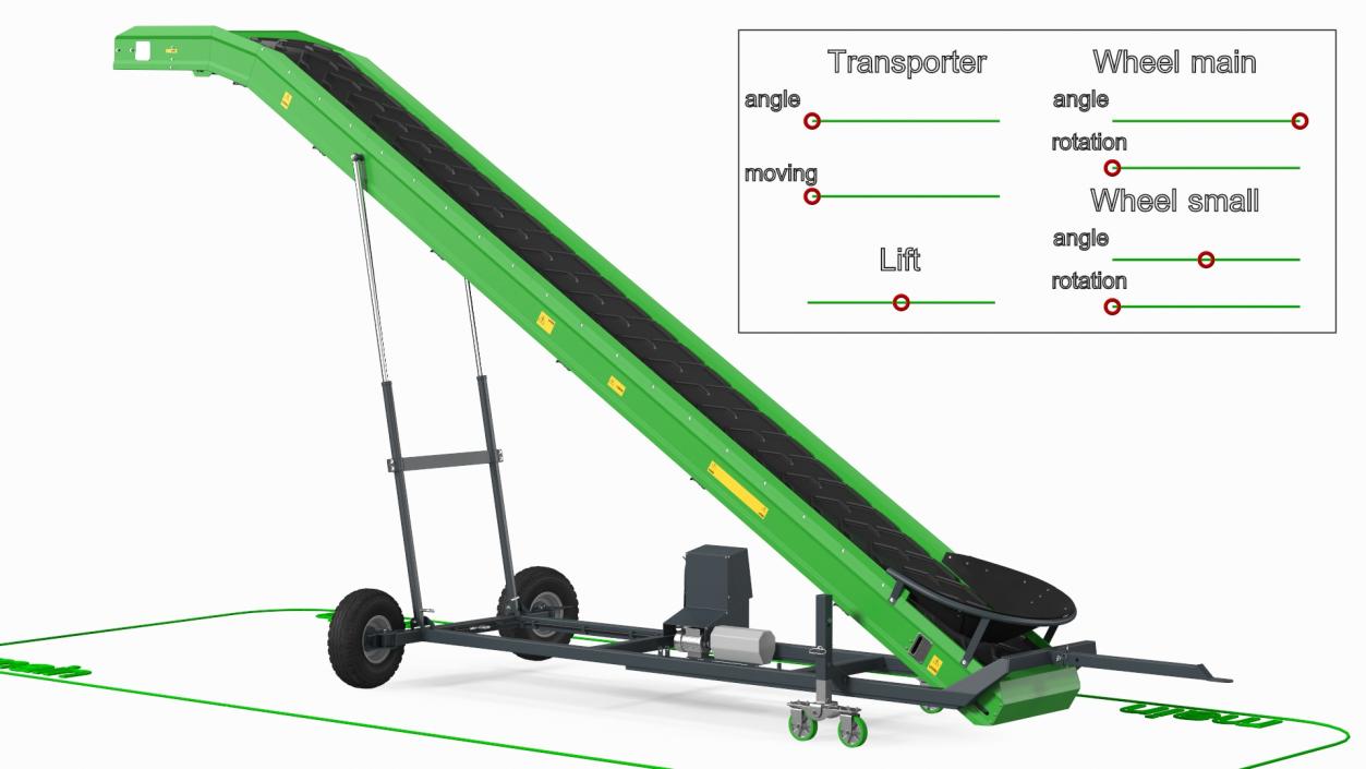 Farm Conveyor Belt System Rigged 3D