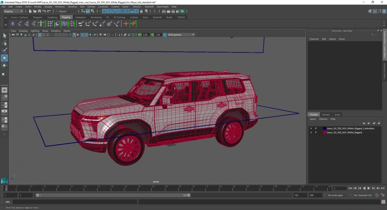 3D Lexus GX 550 SUV White Rigged for Maya model