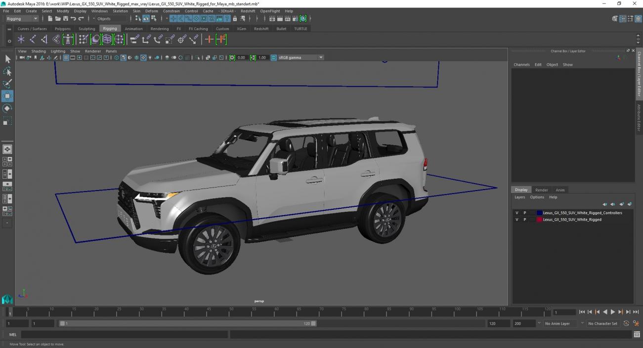 3D Lexus GX 550 SUV White Rigged for Maya model