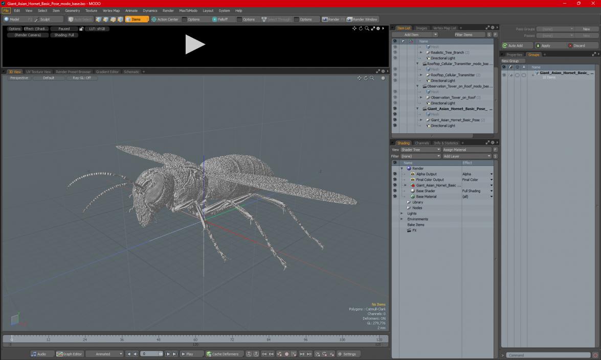 Giant Asian Hornet Basic Pose 3D model