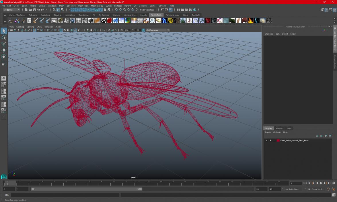 Giant Asian Hornet Basic Pose 3D model