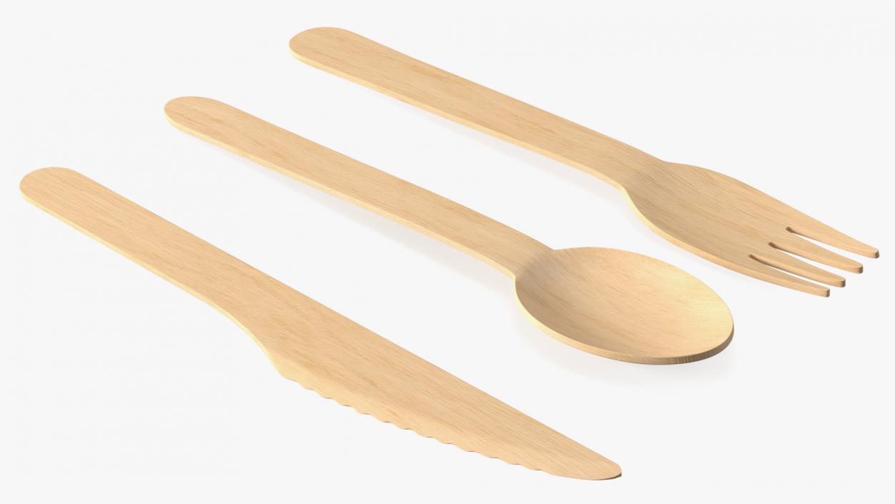 3D model Disposable Wooden Cutlery