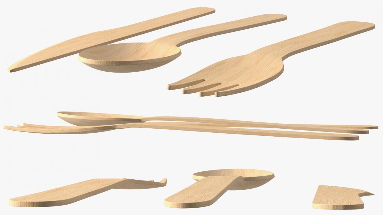 3D model Disposable Wooden Cutlery