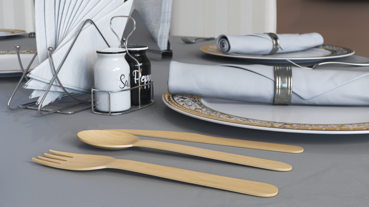 3D model Disposable Wooden Cutlery