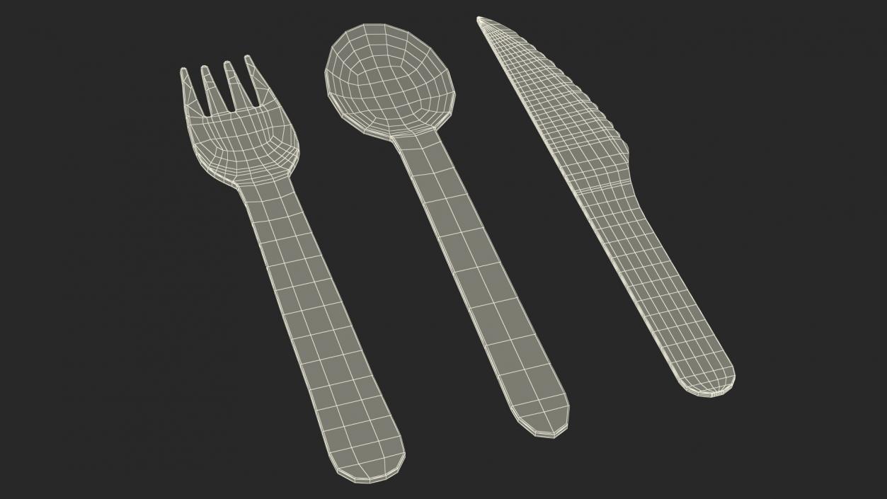 3D model Disposable Wooden Cutlery