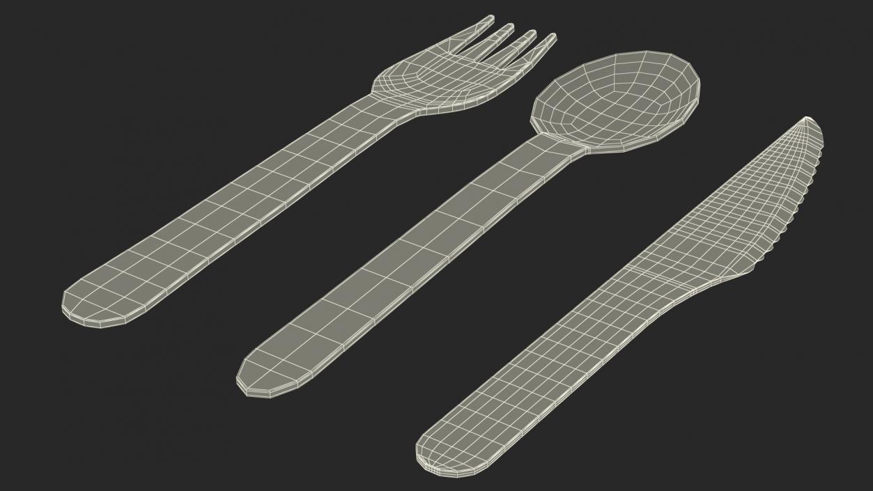 3D model Disposable Wooden Cutlery