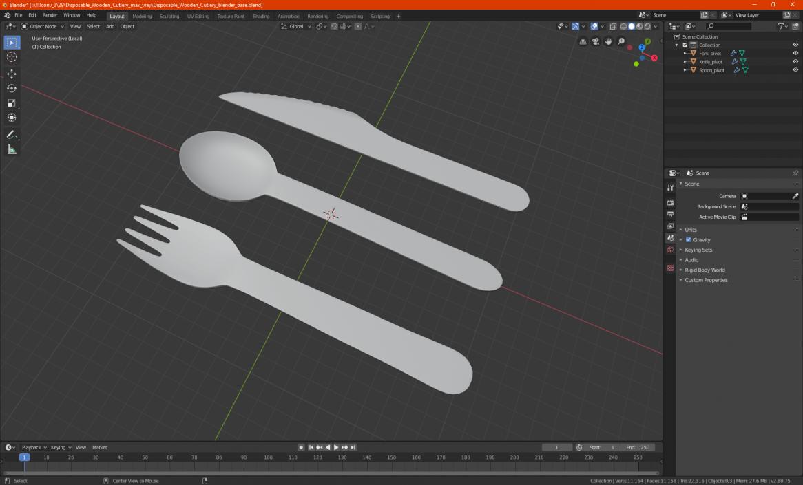 3D model Disposable Wooden Cutlery