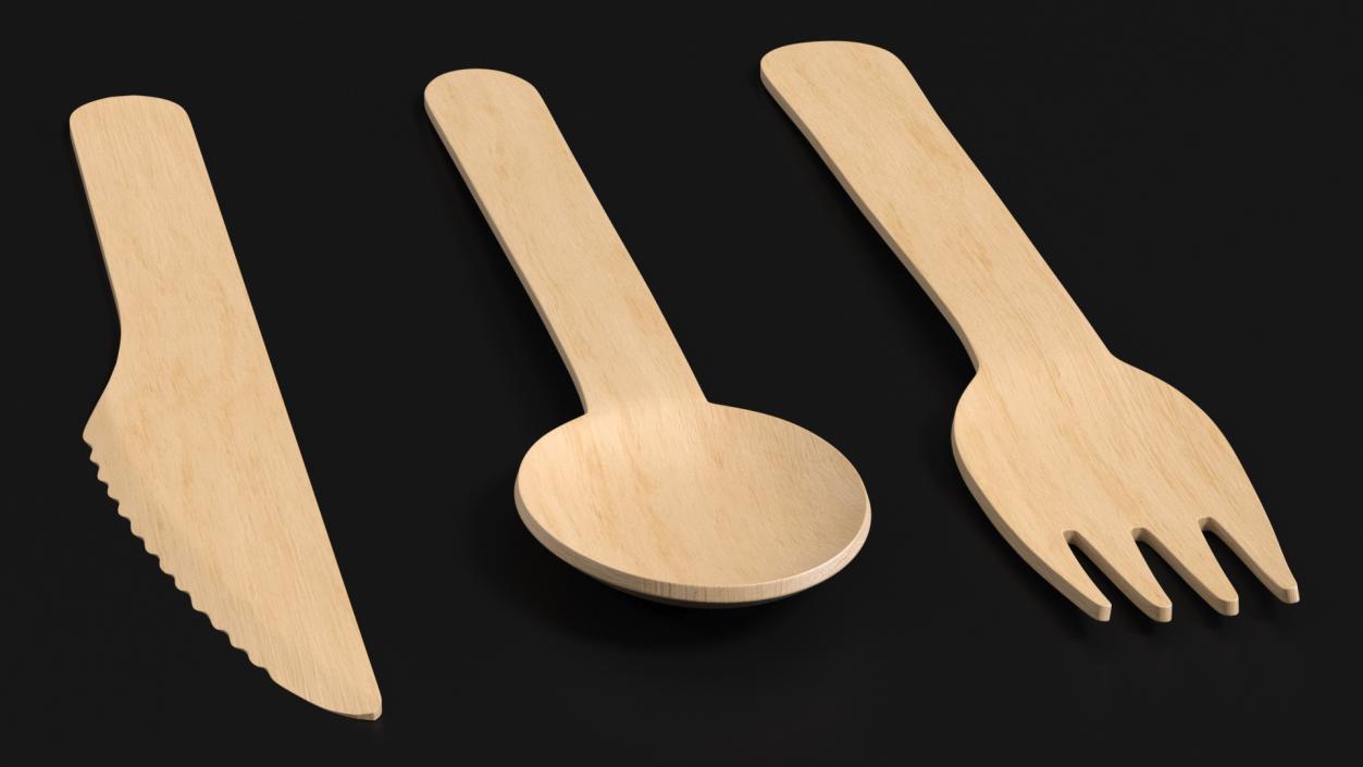 3D model Disposable Wooden Cutlery