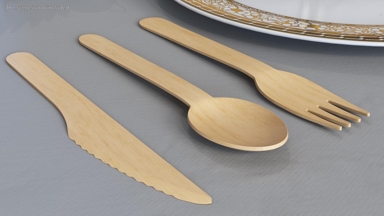 3D model Disposable Wooden Cutlery