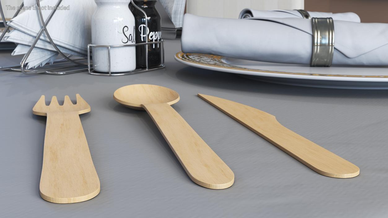 3D model Disposable Wooden Cutlery