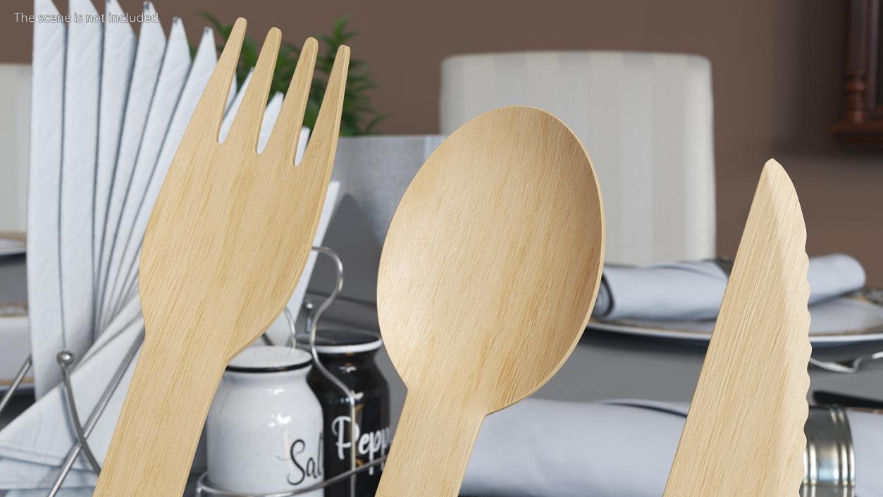 3D model Disposable Wooden Cutlery