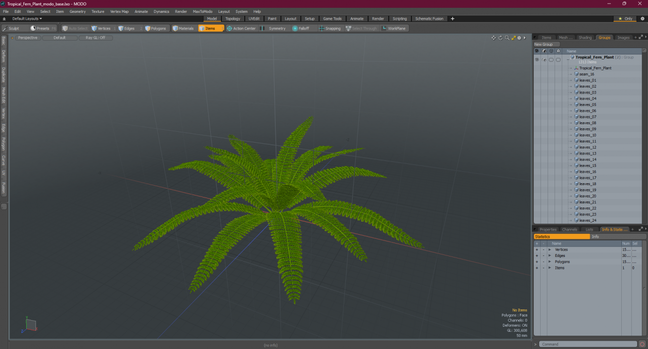 Tropical Fern Plant 3D model