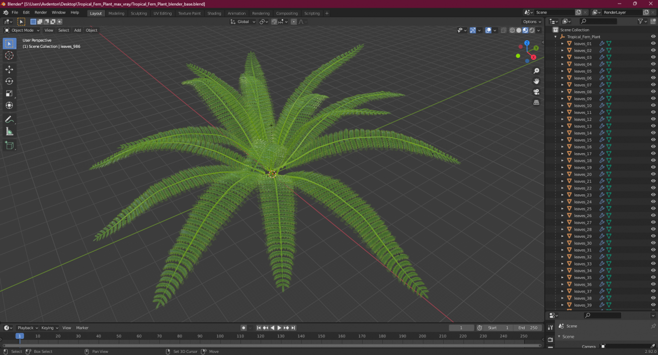 Tropical Fern Plant 3D model