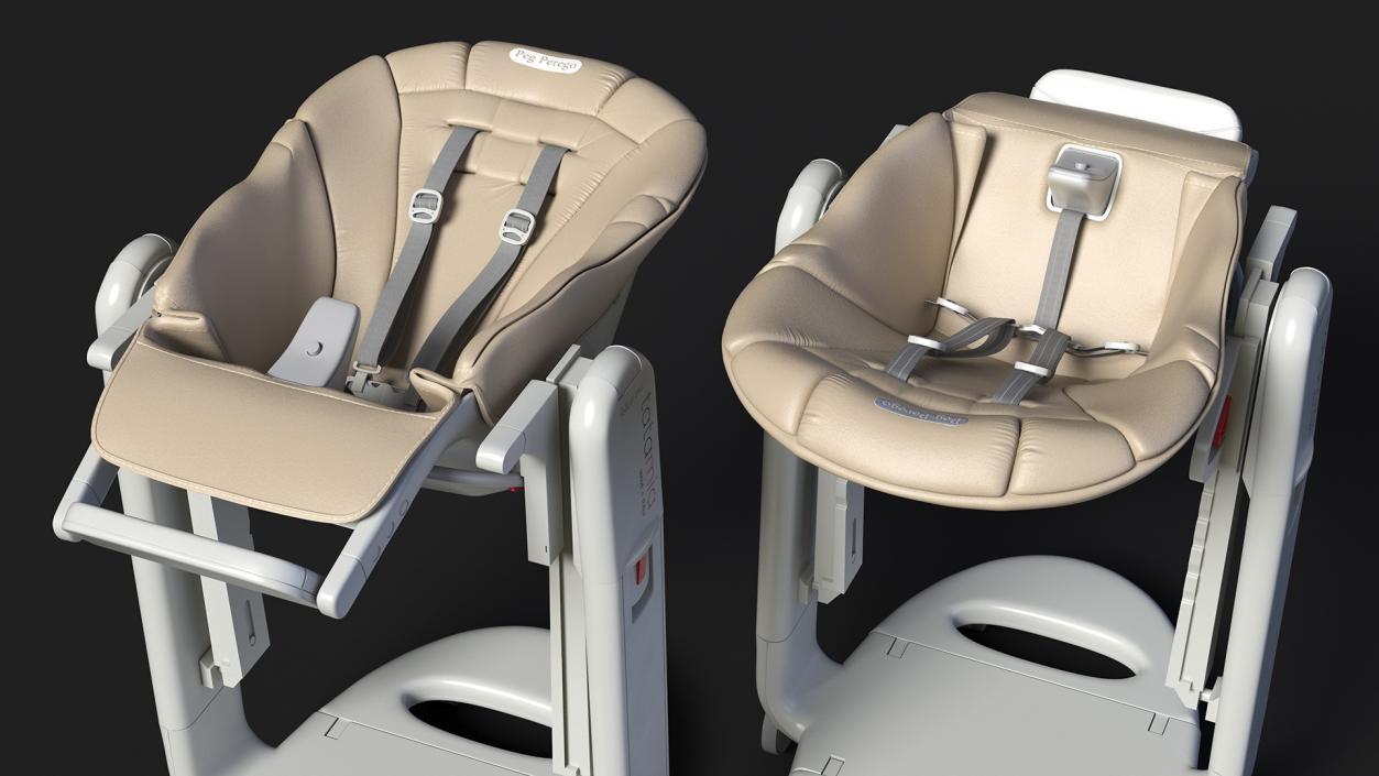 3D Baby High Chair Peg Perego Horizontal Beige model