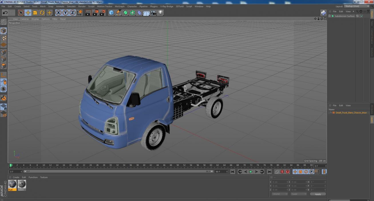 Small Truck Bare Chassis Blue 3D model