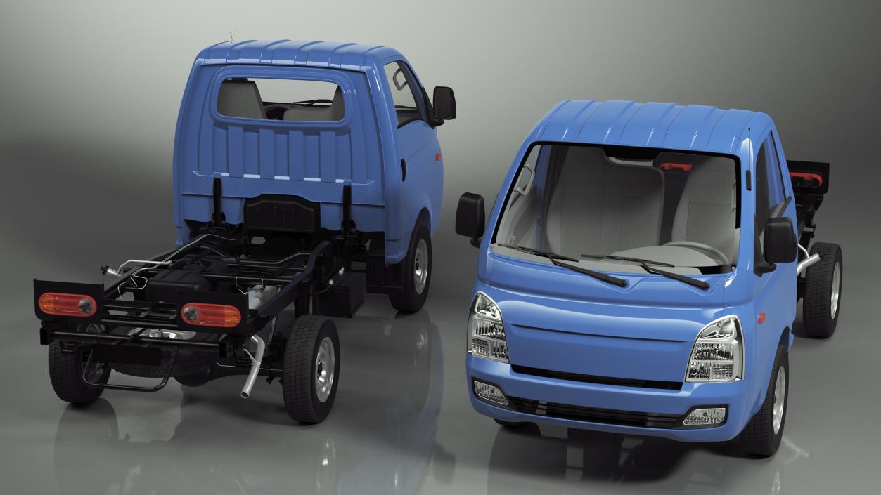 Small Truck Bare Chassis Blue 3D model