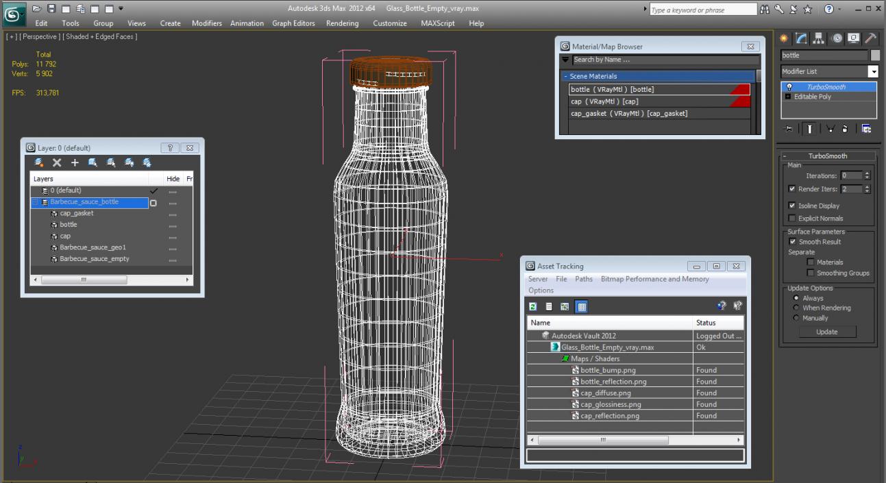 3D Glass Bottle Empty model