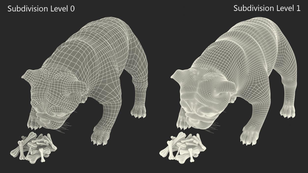 3D model Bulldog Sniffs a Pile of Bones