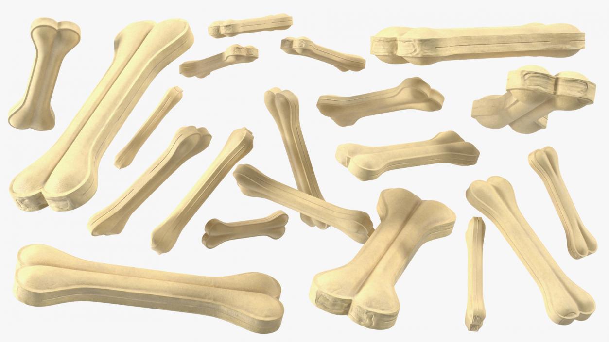 3D model Bulldog Sniffs a Pile of Bones