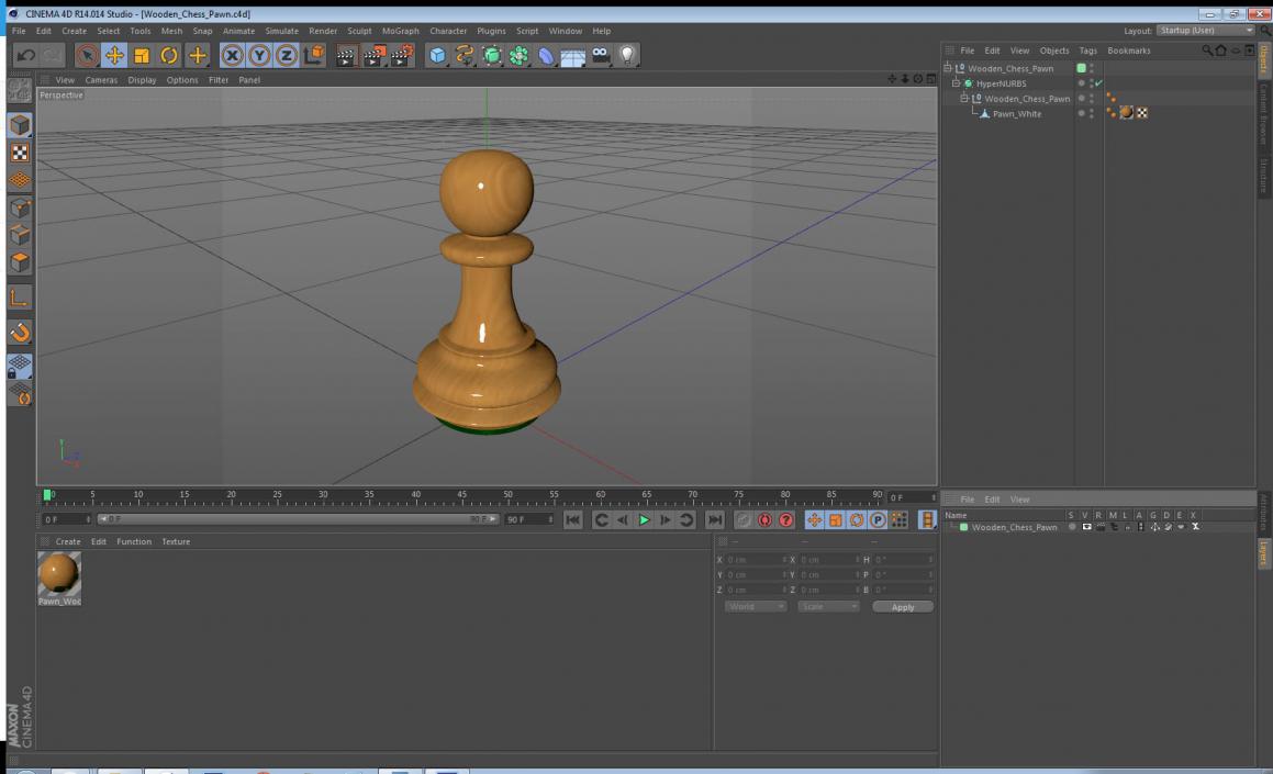 Wooden Chess Pawn 3D