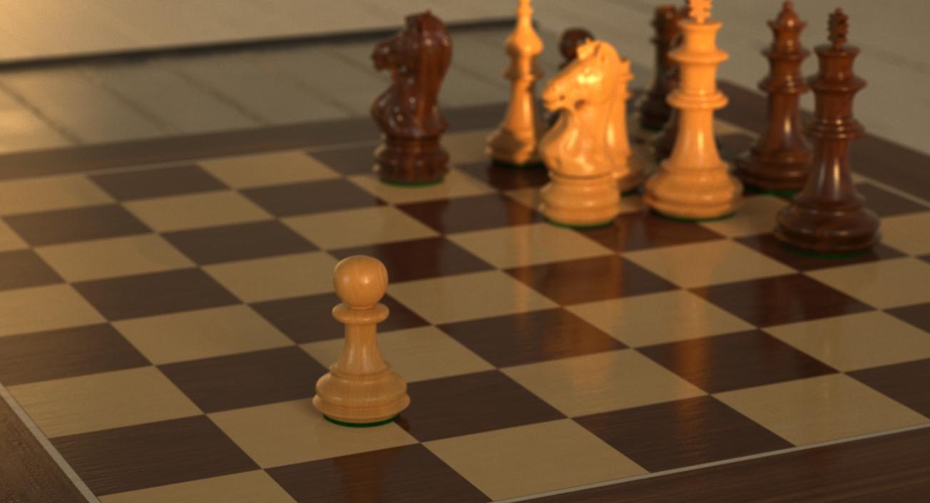 Wooden Chess Pawn 3D