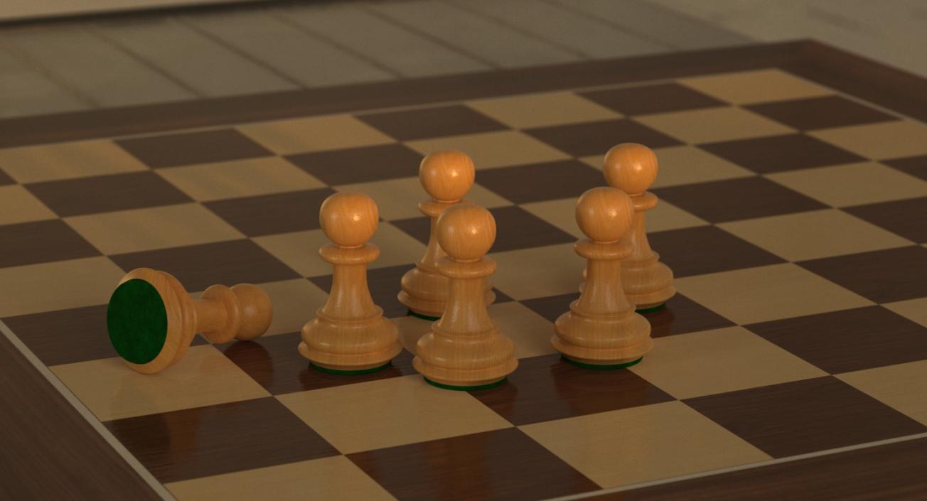 Wooden Chess Pawn 3D