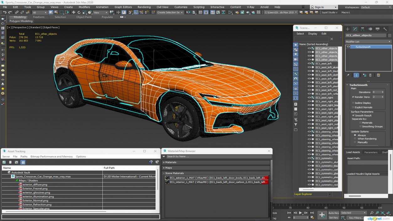 Sports Crossover Car Orange 3D