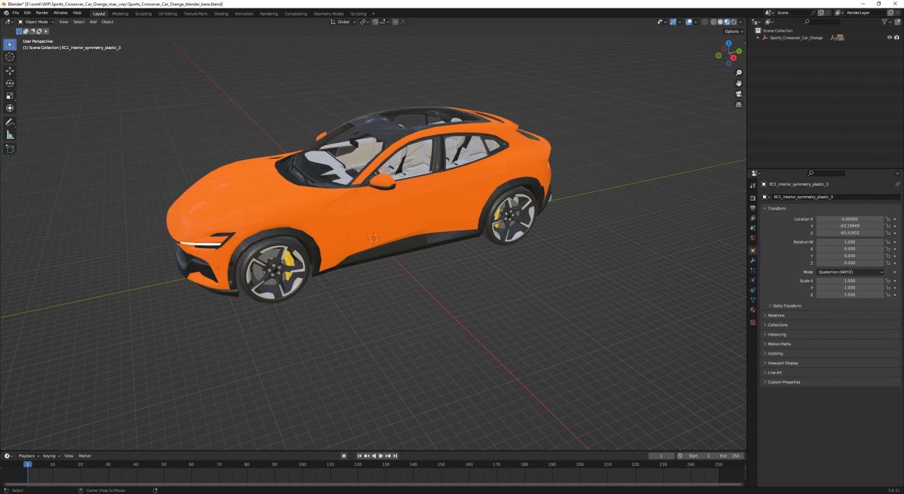 Sports Crossover Car Orange 3D