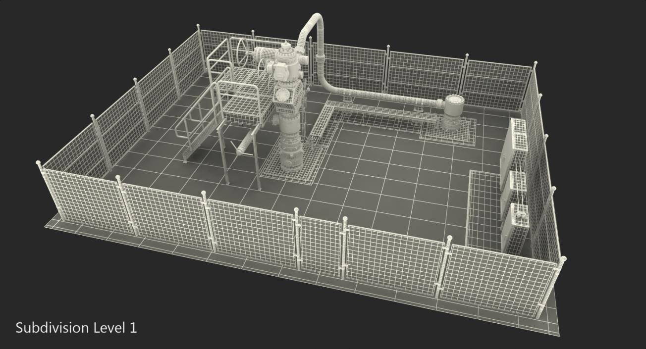 3D Oil Wellhead with Fence model