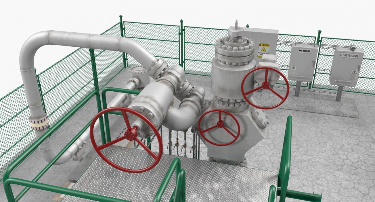 3D Oil Wellhead with Fence model