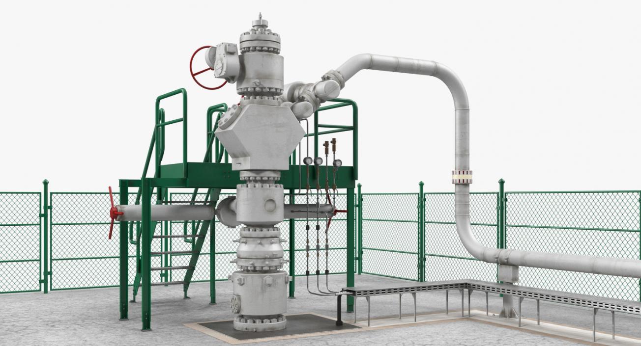 3D Oil Wellhead with Fence model