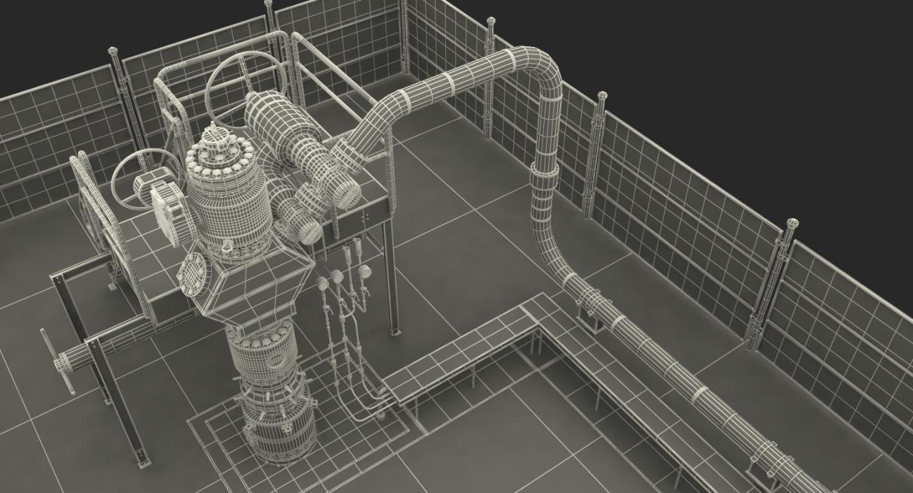 3D Oil Wellhead with Fence model