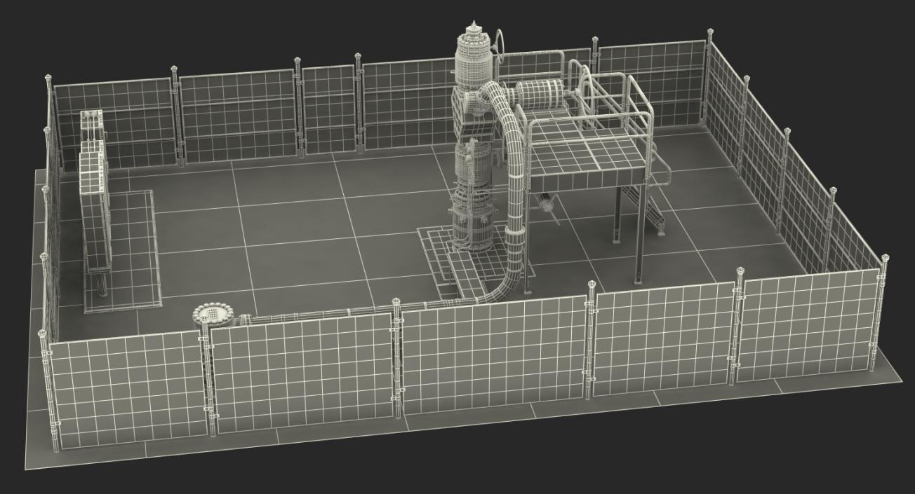 3D Oil Wellhead with Fence model