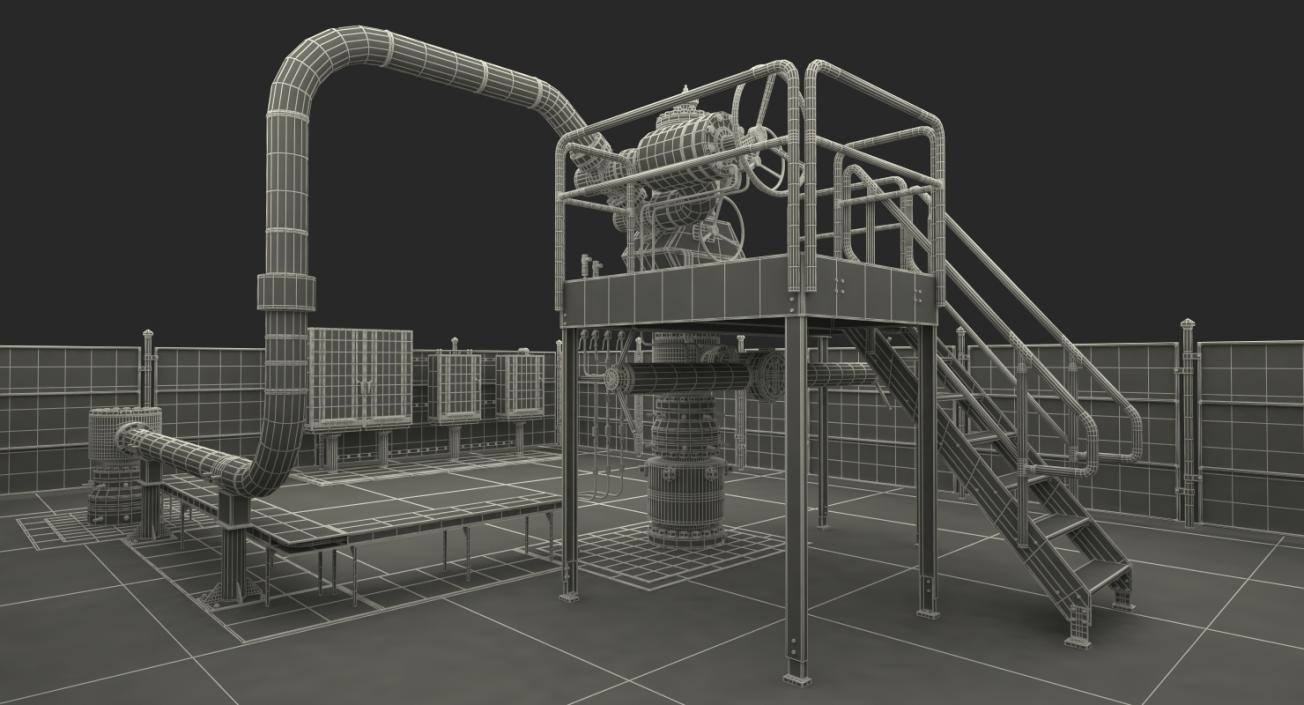 3D Oil Wellhead with Fence model