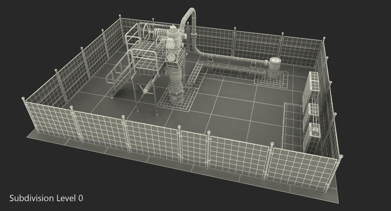 3D Oil Wellhead with Fence model