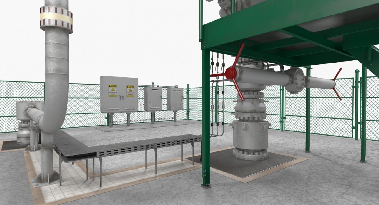 3D Oil Wellhead with Fence model