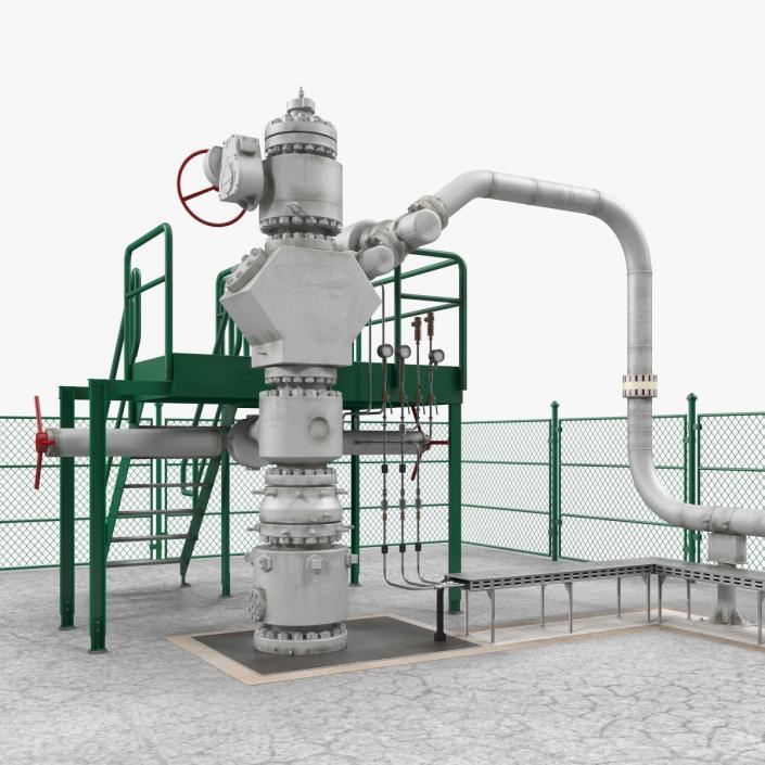 3D Oil Wellhead with Fence model