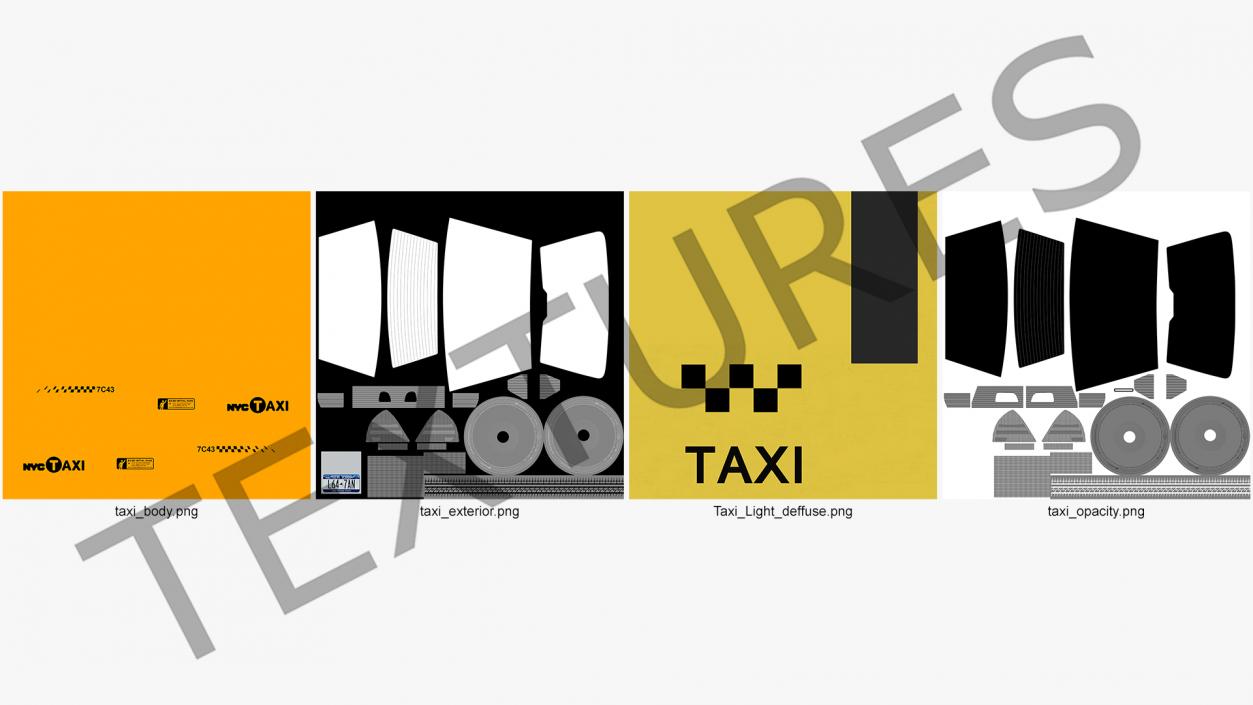 Yellow Taxi Simple Interior 3D