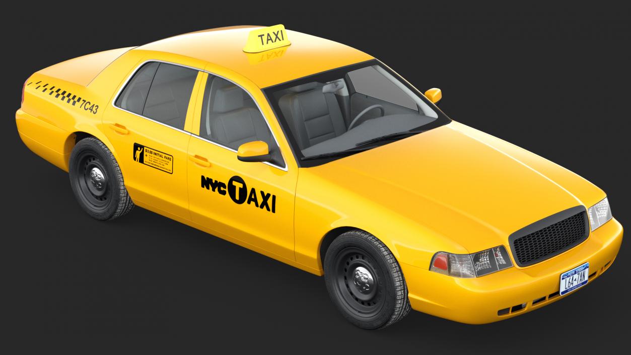 Yellow Taxi Simple Interior 3D