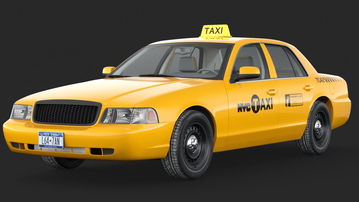 Yellow Taxi Simple Interior 3D