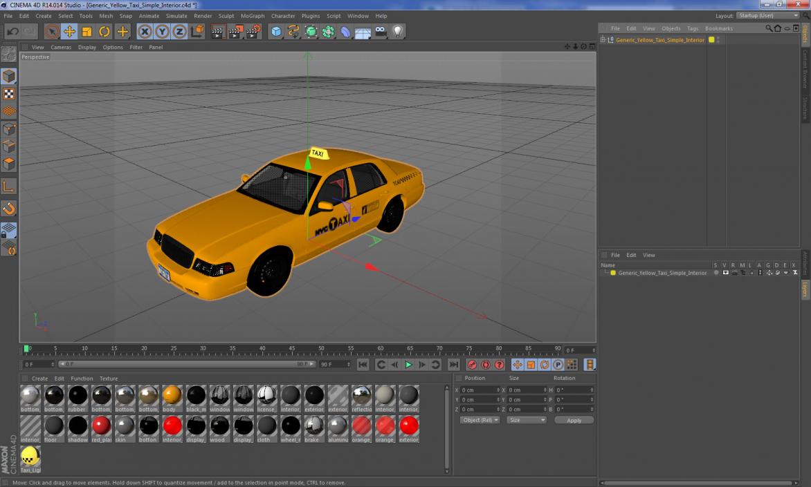 Yellow Taxi Simple Interior 3D