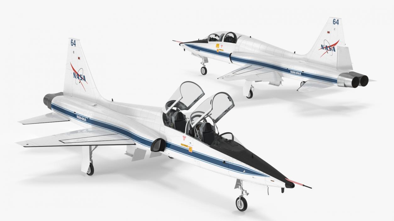 3D NASA Trainer Jet Aircraft T-38 White Rigged model