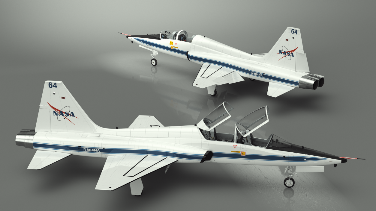 3D NASA Trainer Jet Aircraft T-38 White Rigged model