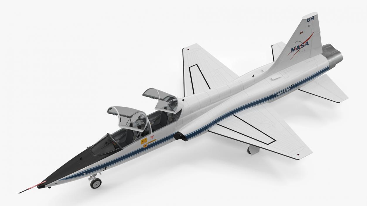 3D NASA Trainer Jet Aircraft T-38 White Rigged model