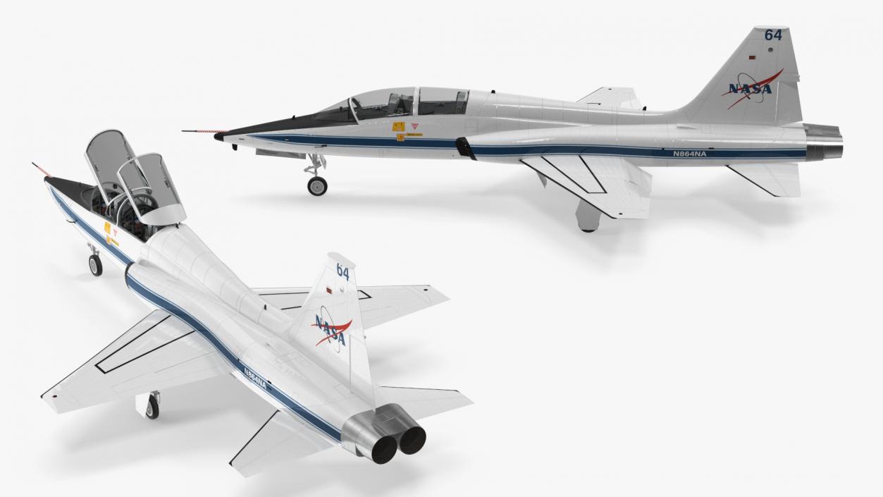 3D NASA Trainer Jet Aircraft T-38 White Rigged model