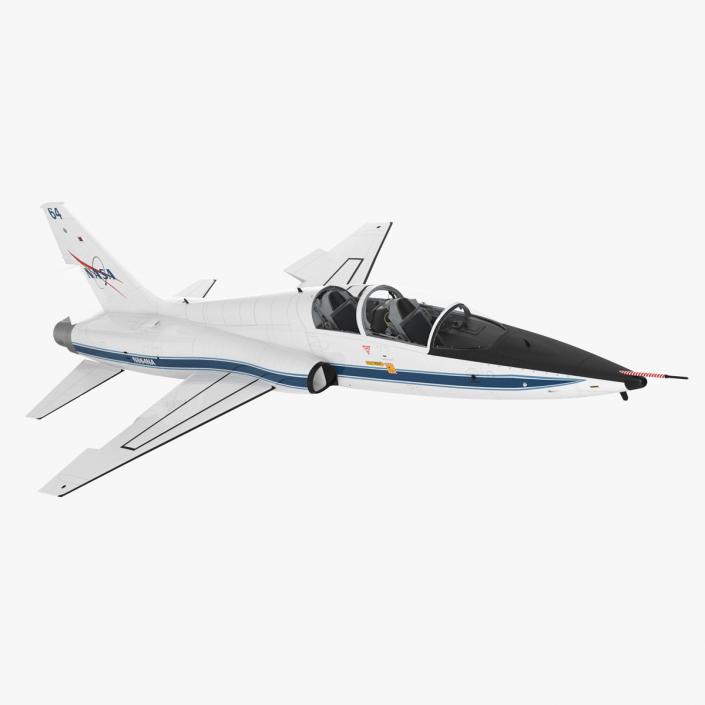 3D NASA Trainer Jet Aircraft T-38 White Rigged model